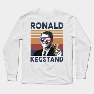 Ronald Kegstand US Drinking 4th Of July Vintage Shirt Independence Day American T-Shirt Long Sleeve T-Shirt